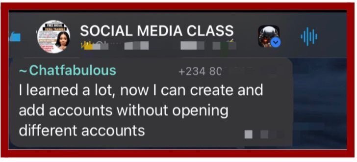 Message from Chatfabulous on learning to manage multiple accounts